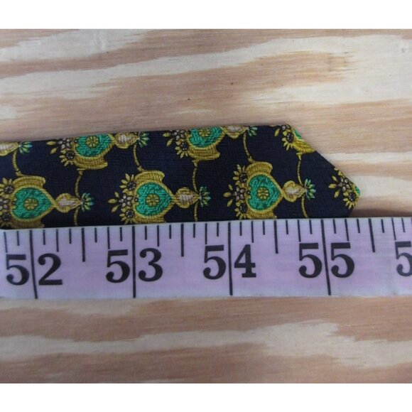 VINTAGE Valentino Neck Tie Silk Gold Cravatte Baroque Floral Hand Made - Picture 8 of 10